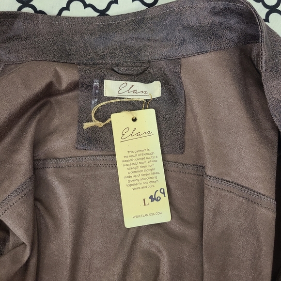 Elan Open Ruffle Front Brown Long Sleeve Jacket Size Large - Picture 5 of 6